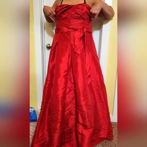 Davids bridal red floor length dress size 16